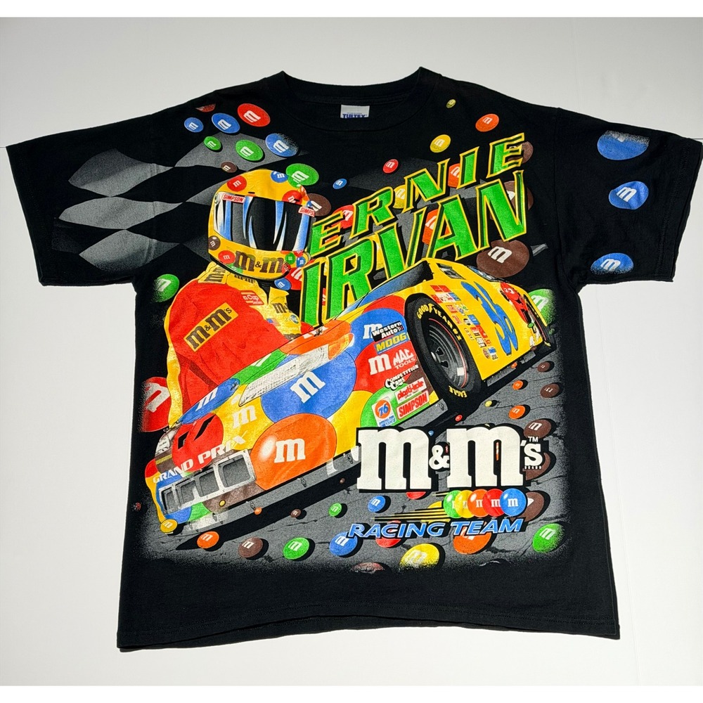 1999 Vintage Tultex Ernie Irvan NASCAR T-Shirt Mens Large Black M&Ms Racing EXCL
